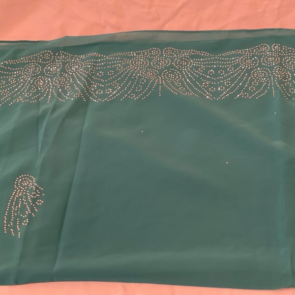 Orange and light green Romantic chiffon scarf with Rhinestone Shawl - Picture 14 of 16